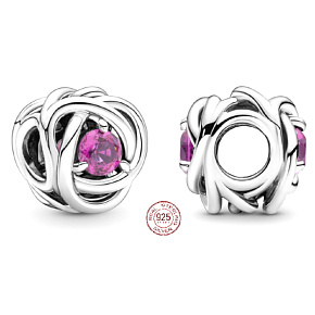 Charm Nekonečný kruh věčnosti říjen růžový, znamení zvěrokruhu, korálek na náramek