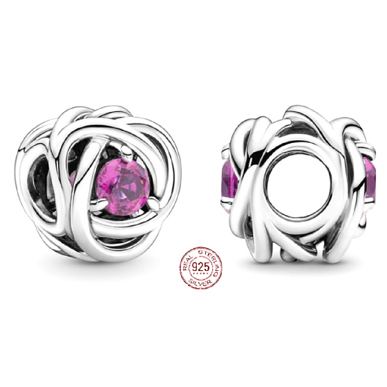 Charm Nekonečný kruh věčnosti říjen růžový, znamení zvěrokruhu, korálek na náramek