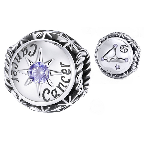 Charm Znamení zvěrokruhu, kubické zirkonie Rak, korálek na náramek