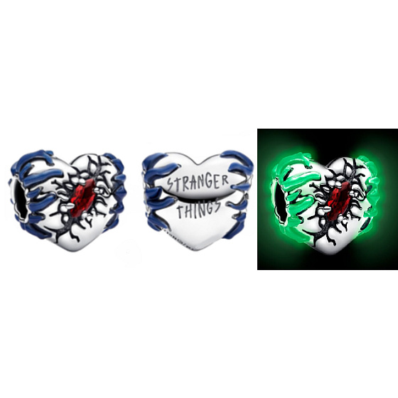 Charm Stranger Things, Srdce - Srdeční kouzlo zářící ve tmě, luminozní korálek na náramek film