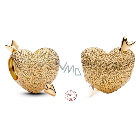 Charm Sterlingové stříbro 925 Srdce a šíp září kouzlo, korálek na náramek láska Charm Sterlingové stříbro 925 Srdce a šíp září kouzlo, korálek na náramek láska