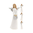 Anděl keramický stojící stříbrná křídla mix 150 mm 1 kus