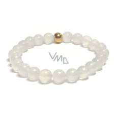 Achát bílý náramek elastický přírodní kámen, kulička 8 mm / 16 - 17 cm, poskytuje klid a mír