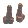 Goldstone zlatý Penis pro štěstí na postavení cca 3 cm, kámen ambicí