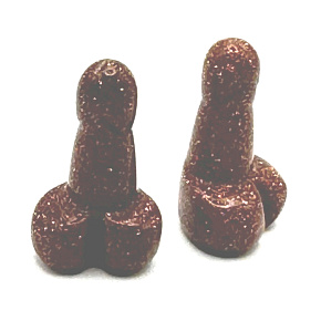 Goldstone zlatý Penis pro štěstí na postavení cca 3 cm, kámen ambicí