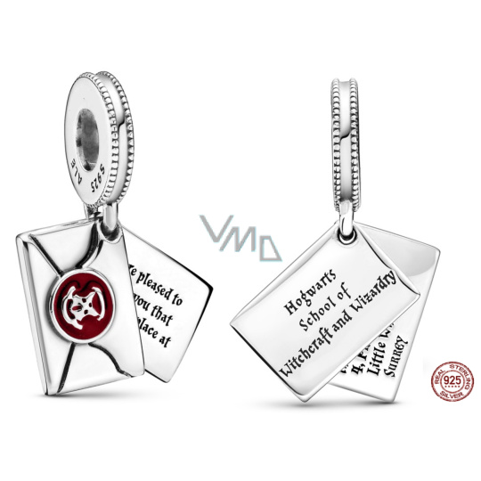 Charm Sterlingové stříbro 925 Harry Potter - Dopis o přijetí do Bradavic, 2v1 přívěsek na náramek, film Charm Sterlingové stříbro 925 Harry Potter - Dopis o přijetí do Bradavic, 2v1 přívěsek na náramek, film