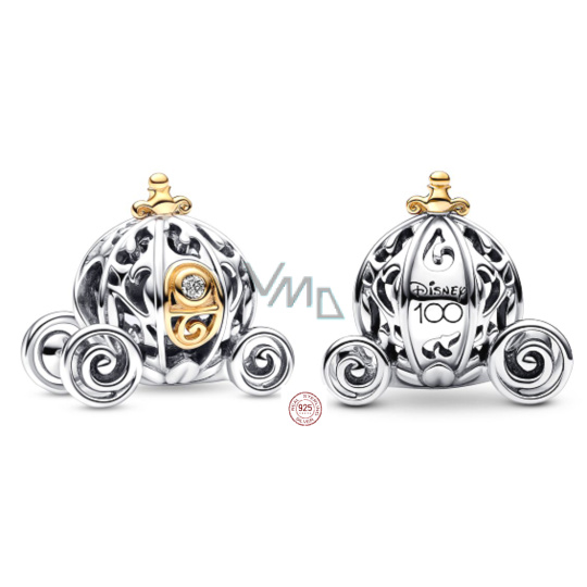 Charm Sterlingové stříbro 925 Disney 100. výročí Popelka - kouzelný kočár, korálek na náramek, film