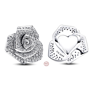 Charm Růže v květu velký, korálek na náramek květina