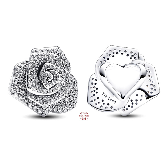 Charm Růže v květu velký, korálek na náramek květina