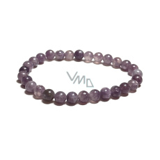 Lepidolit světle fialový náramek elastický přírodní kámen, kulička 6 mm / 16 - 17 cm, amulet sportovců