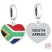 Charm Sterlingové stříbro 925 JAR Jihoafrická republika vlajka srdce - miluji Jihoafrickou republiku, přívěsek na náramek cestování
