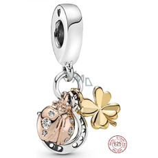 Charm Sterlingové stříbro 925 Trio štěstí, podkova, čtyřlístek, beruška 3v1, přívěsek na náramek, zvíře