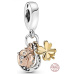 Charm Sterlingové stříbro 925 Trio štěstí, podkova, čtyřlístek, beruška 3v1, přívěsek na náramek, zvíře