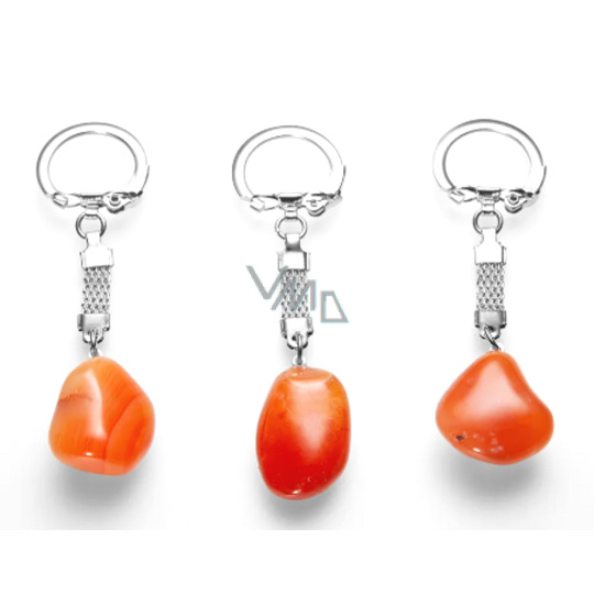 Karneol Troml přívěsek klíčenka přírodní kámen, cca 10 cm, 1 kus, Učí nás tady a teď