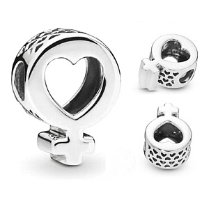 Charm Ženský symbol, srdce, korálek na náramek symbol