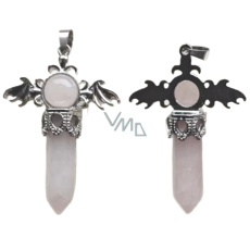 Růženin kříž ze slitiny a přírodního kamene 5,3 x 3,7 x 12 mm, kámen lásky