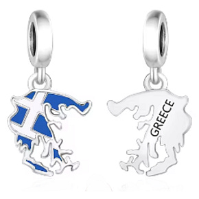 Charm Řecko vlajka - houpající se mapa, přívěsek na náramek cestování