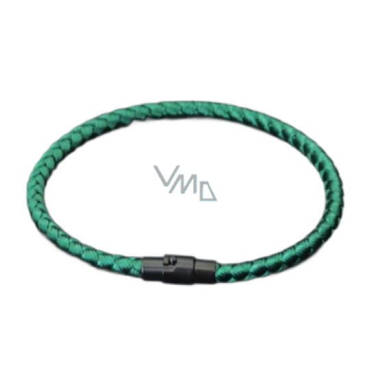 Lanový Magnetický náramek – zelený 19,5 cm x 4 mm, unisex