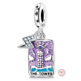 Charm Sterlingové stříbro 925 Tarot karta – Věž The Tower, přívěsek na náramek symbol