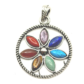 7 čaker, Čakrový přívěsek Květ života – Harmonizační talisman  z přírodních kamenů, 4 cm