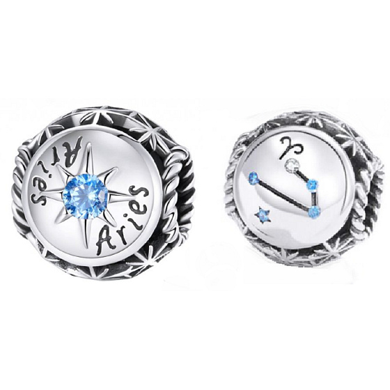 Charm Znamení zvěrokruhu, kubické zirkonie Beran, korálek na náramek