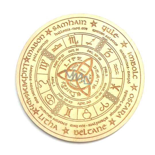 Drewniana deska do wróżb z wahadłem z symbolem zodiaku 15 cm Drewniana deska do wróżb z wahadłem z symbolem zodiaku 15 cm