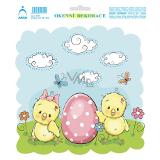 Arch Samolepka, okenní fólie bez lepidla Kuřátka s vajíčkem Velikonoční 20 x 23 cm Arch Samolepka, okenní fólie bez lepidla Kuřátka s vajíčkem Velikonoční 20 x 23 cm