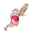 Charm Růžový plameňák s Murano sklem, přívěsek na náramek zvíře