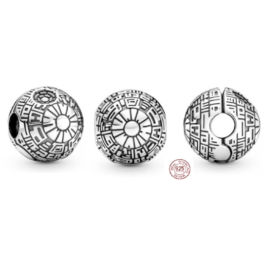 Charm Sterlingové stříbro 925 Marvel Star Wars Hvězda smrti, korálek na náramek, film