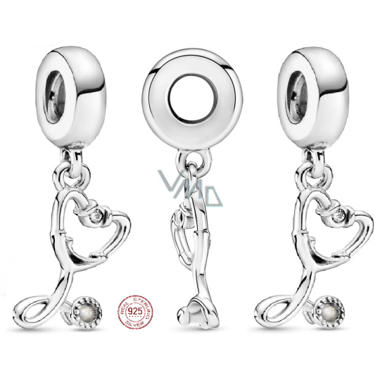 Charm Sterlingové stříbro 925 Stetoskopové srdce, přívěsek na náramek zájmy Charm Sterlingové stříbro 925 Stetoskopové srdce, přívěsek na náramek zájmy