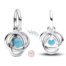 Charm Sterlingové stříbro 925 Tyrkysový kruh věčnosti prosinec, přívěsek na náramek symbol Charm Sterlingové stříbro 925 Tyrkysový kruh věčnosti prosinec, přívěsek na náramek symbol