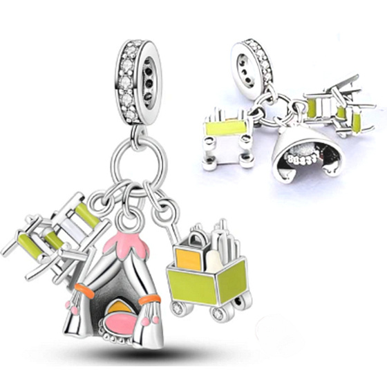 Charm Stěhování 3v1, přívěsek na náramek cestování