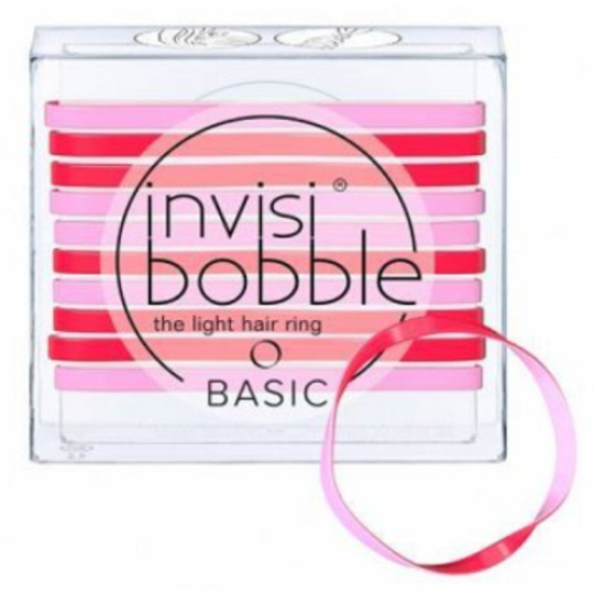 Invisibobble Basic Jelly Twist Ultra tenké gumičky do vlasů červeno-růžové 10 kusů
