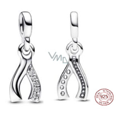 Charm Sterlingové stříbro 925 Kost přání - Mini medailon, přívěsek na náramek symbol
