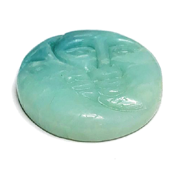 Amazonit tvář slunce a měsíc ručně vyřezávaný přírodní kámen 5 cm, kámen naděje