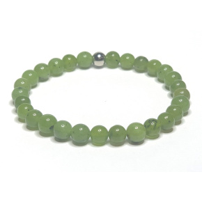 Nefrit Kanadský náramek elastický přírodní kámen, kulička 6 mm / 16 - 17 cm, kámen klidu Nefrit Kanadský náramek elastický přírodní kámen, kulička 6 mm / 16 - 17 cm, kámen klidu