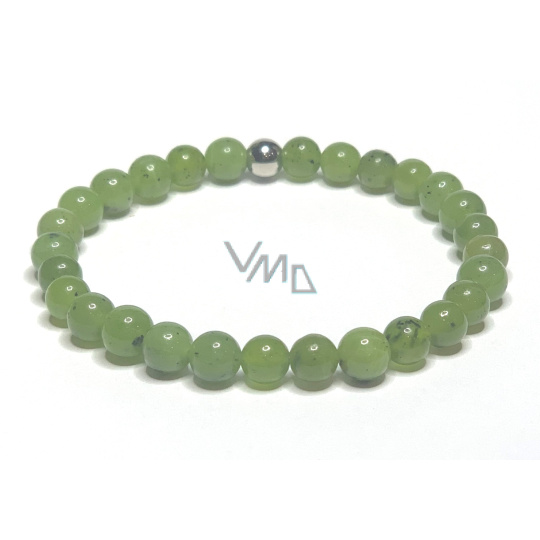Nefrit Kanadský náramek elastický přírodní kámen, kulička 6 mm / 16 - 17 cm, kámen klidu Nefrit Kanadský náramek elastický přírodní kámen, kulička 6 mm / 16 - 17 cm, kámen klidu