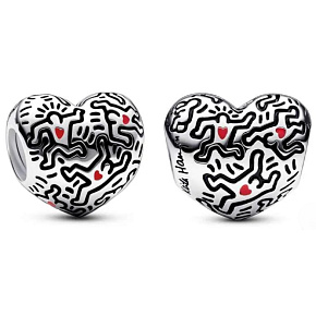 Charm Keith Haring srdce Umění linek a lidé, korálek na náramek symbol