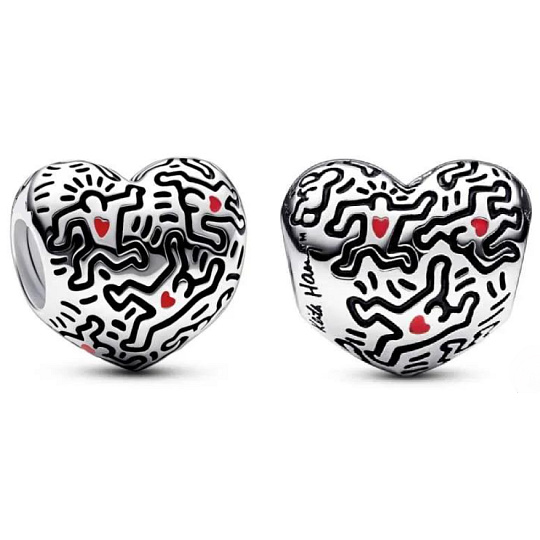 Charm Keith Haring srdce Umění linek a lidé, korálek na náramek symbol Charm Keith Haring srdce Umění linek a lidé, korálek na náramek symbol