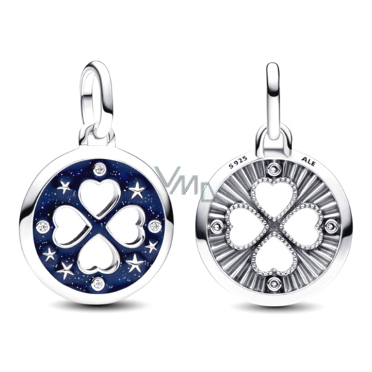 Charm Sterlingové stříbro 925 Srdce v čtyřlístku, štěstí - Mini medailon, přívěsek na náramek symbol Charm Sterlingové stříbro 925 Srdce v čtyřlístku, štěstí - Mini medailon, přívěsek na náramek symbol