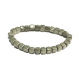 Pyrit náramek elastický přírodní kámen, kostka 6 - 7 mm / 16 - 17 cm, mistr sebevědomí a hojnosti