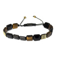 Tygří oko a černý onyx náramek přírodní kámen, velikostně nastavitelný, kámen slunce a země, přináší štěstí a bohatství a kámen životní síly