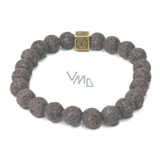 Láva s královskou mantrou Óm, náramek elastický přírodní kámen, kulička 8 mm / 16 - 17 cm, zrozen ze čtyř živlů Láva s královskou mantrou Óm, náramek elastický přírodní kámen, kulička 8 mm / 16 - 17 cm, zrozen ze čtyř živlů