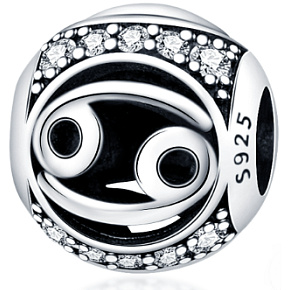 Charm Znamení zvěrokruhu Rak + zirkony, korálek na náramek