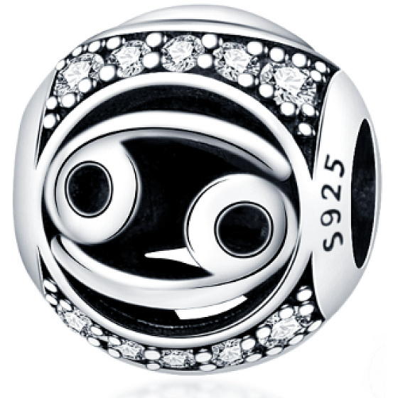 Charm Znamení zvěrokruhu Rak + zirkony, korálek na náramek