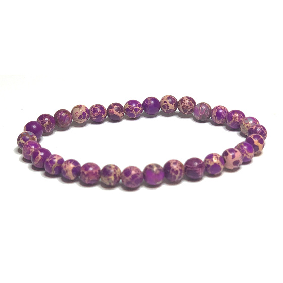 Jaspis / Regalit Imperiální mořský sediment fialový náramek elastický směsný minerál, kulička 6 mm / 16 - 17 cm