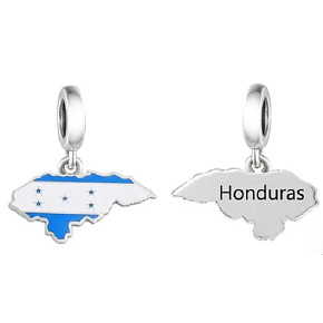 Charm Honduras vlajka - houpající se mapa, přívěsek na náramek cestování