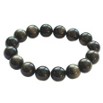 Obsidian zlatý náramek elastický přírodní kámen, kulička 12 mm / 16 - 17cm, kámen záchrany