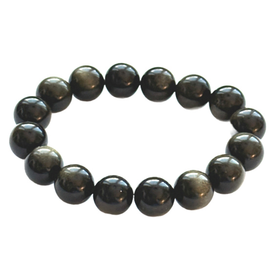 Obsidian zlatý náramek elastický přírodní kámen záchrany