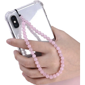 Růženin přívěsek na mobilní telefon proti ztrátě, přírodní kámen korálek 6 mm / 26,5 cm, kámen lásky